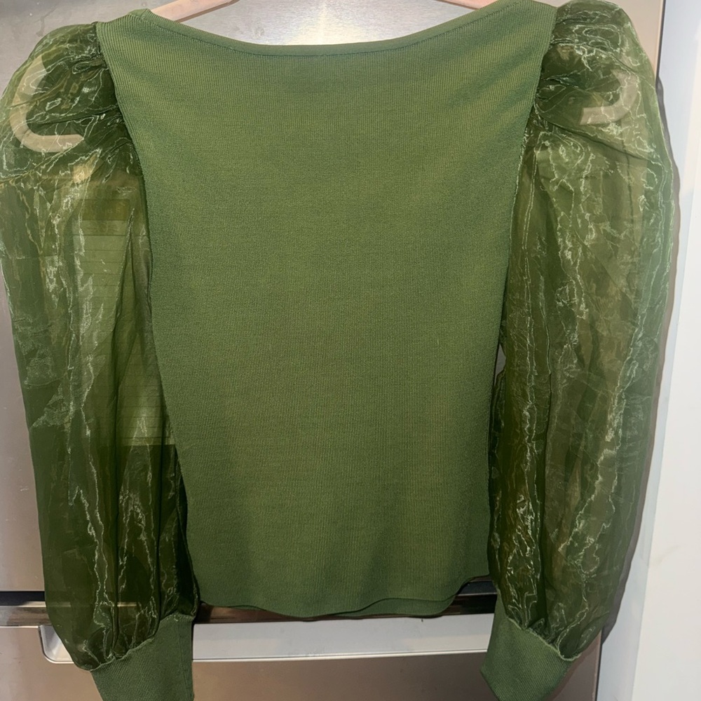 Alice + Olivia Olive Sheer Sleeve Blouse - Picture 5 of 5